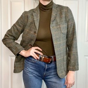 VTG 100% Wool Green Plaid Jacket Hampton Heath Size S